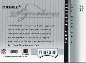 2003 Playoff Honors - Prime Signatures #PS-59 Doug Gabriel Back