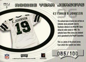 2003 Playoff Honors - Rookie Year Jerseys #RYJ3 Keyshawn Johnson Back