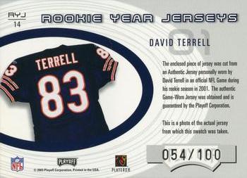 2003 Playoff Honors - Rookie Year Jerseys #RYJ14 David Terrell Back