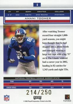 2003 Playoff Honors - X's #3 Amani Toomer Back