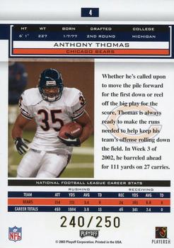 2003 Playoff Honors - X's #4 Anthony Thomas Back