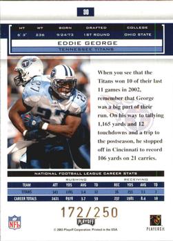 2003 Playoff Honors - X's #30 Eddie George Back