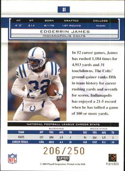 2003 Playoff Honors - X's #31 Edgerrin James Back