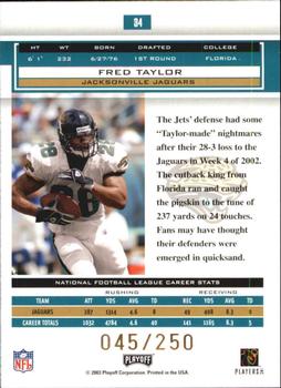 2003 Playoff Honors - X's #34 Fred Taylor Back