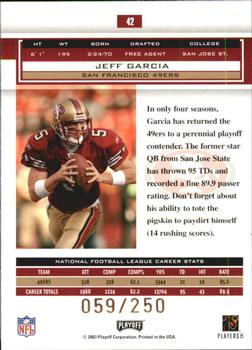 2003 Playoff Honors - X's #42 Jeff Garcia Back