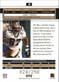 2003 Playoff Honors - X's #49 Joe Horn Back