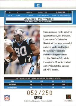 2003 Playoff Honors - X's #52 Julius Peppers Back