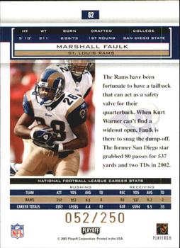 2003 Playoff Honors - X's #62 Marshall Faulk Back