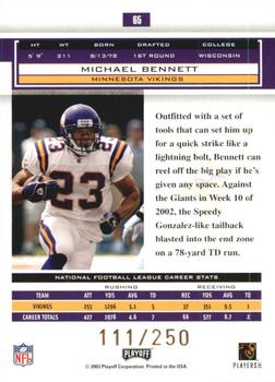 2003 Playoff Honors - X's #65 Michael Bennett Back