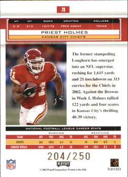2003 Playoff Honors - X's #73 Priest Holmes Back