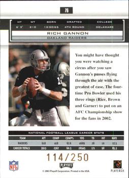 2003 Playoff Honors - X's #76 Rich Gannon Back