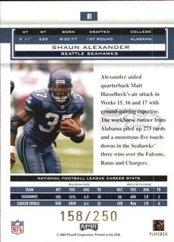 2003 Playoff Honors - X's #81 Shaun Alexander Back