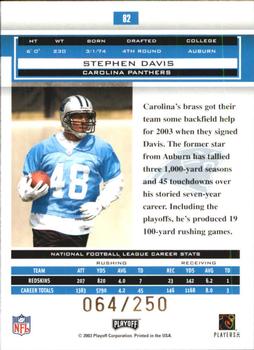 2003 Playoff Honors - X's #82 Stephen Davis Back