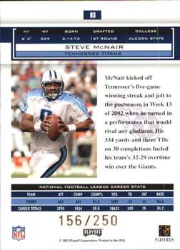 2003 Playoff Honors - X's #83 Steve McNair Back