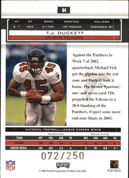 2003 Playoff Honors - X's #84 T.J. Duckett Back