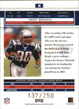 2003 Playoff Honors - X's #96 Troy Brown Back