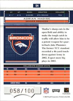 2003 Playoff Honors - X's #124 Adrian Madise Back