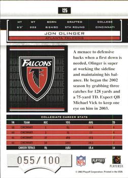 2003 Playoff Honors - X's #125 Jon Olinger Back