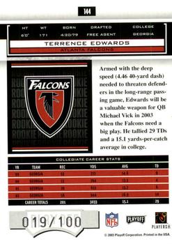 2003 Playoff Honors - X's #144 Terrence Edwards Back