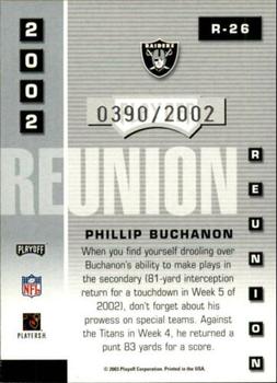 2003 Playoff Prestige - 2002 Reunion #R-26 Phillip Buchanon Back
