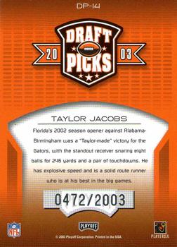 2003 Playoff Prestige - Draft Picks #DP-14 Taylor Jacobs Back