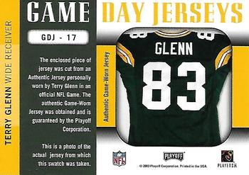 2003 Playoff Prestige - Game Day Jerseys #GDJ-17 Terry Glenn Back