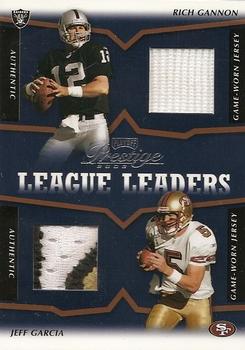 2003 Playoff Prestige - League Leader Quads Materials #LLQ-1 Jeff Garcia / Rich Gannon / Brett Favre / Chad Pennington Front