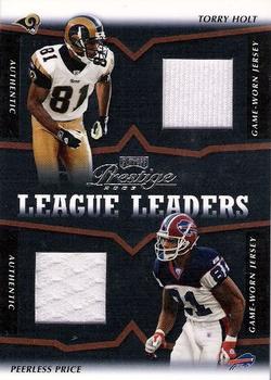 2003 Playoff Prestige - League Leader Quads Materials #LLQ-8 Peerless Price / Torry Holt / Jerry Rice / Terrell Owens Front
