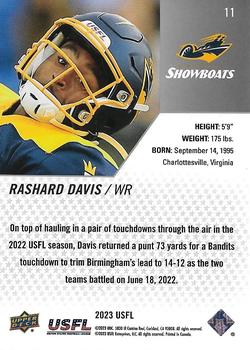 2023 Upper Deck USFL #11 Rashard Davis Back