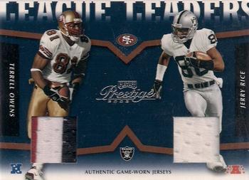 2003 Playoff Prestige - League Leader Tandems Materials #LLT-16 Jerry Rice / Terrell Owens Front