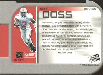 2003 Press Pass - Big Numbers #BN7 Mike Doss Back