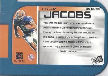 2003 Press Pass - Big Numbers #BN12 Taylor Jacobs Back