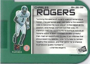 2003 Press Pass - Big Numbers #BN26 Charles Rogers Back