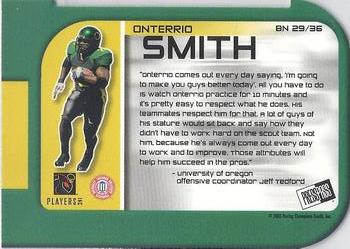 2003 Press Pass - Big Numbers #BN29 Onterrio Smith Back