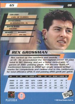 2003 Press Pass - Gold Zone #G5 Rex Grossman Back