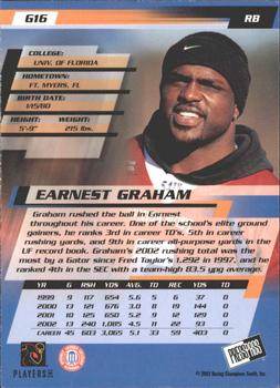 2003 Press Pass - Gold Zone #G16 Earnest Graham Back