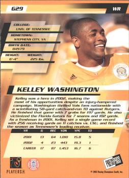 2003 Press Pass - Gold Zone #G29 Kelley Washington Back