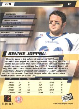 2003 Press Pass - Gold Zone #G31 Bennie Joppru Back