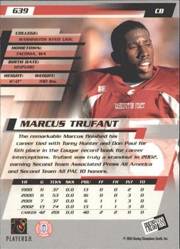 2003 Press Pass - Gold Zone #G39 Marcus Trufant Back