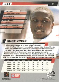 2003 Press Pass - Gold Zone #G44 Mike Doss Back