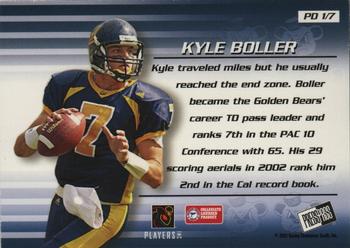 2003 Press Pass - Paydirt #PD1 Kyle Boller Back