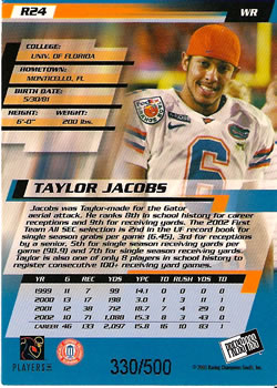 2003 Press Pass - Reflectors #R24 Taylor Jacobs Back