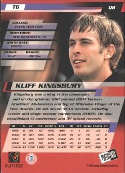 2003 Press Pass - Torquers #T6 Kliff Kingsbury Back
