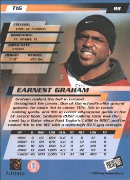 2003 Press Pass - Torquers #T16 Earnest Graham Back
