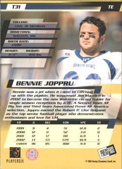 2003 Press Pass - Torquers #T31 Bennie Joppru Back