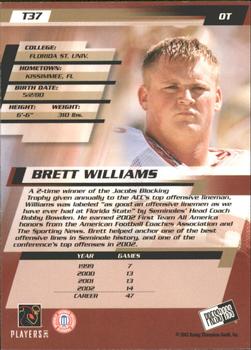 2003 Press Pass - Torquers #T37 Brett Williams Back