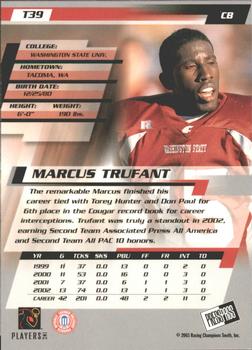 2003 Press Pass - Torquers #T39 Marcus Trufant Back