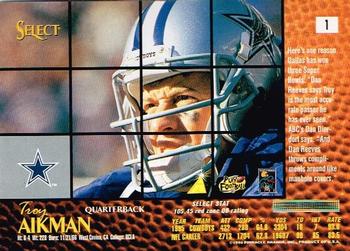 1996 Select #1 Troy Aikman Back