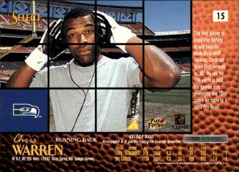 1996 Select #15 Chris Warren Back