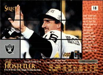 1996 Select #18 Jeff Hostetler Back